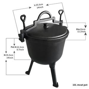 Cocotte en fonte pré-culottée à trois pieds pour la cuisine en plein air - Product Image 4