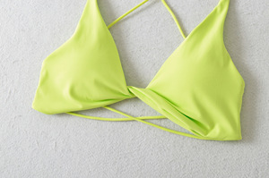 Cnshell Twist Bikini Wear Beach Sexy <strong>Top</strong> <strong>Cross</strong> Back Sexy Build in Bra Thin String High Stretch Backless Triangle Swim <strong>Top</strong> - Product Image 6