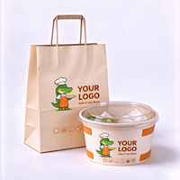 Sac à emporter en papier kraft de qualité alimentaire avec logo personnalisé, résistant à la graisse, avec poignée, pour la livraison, emballage pour restaurants et boulangeries