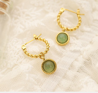 Boucles d'oreilles torsadées en acier inoxydable les plus vendues avec pendentif rond pour femmes