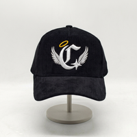 Casquette de baseball en velours côtelé à 5 panneaux avec logo brodé 3D personnalisé de haute qualité pour hommes et femmes, petite quantité minimale de commande