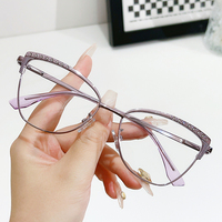 Nouvelle Monture Optique Femme en Acétate Effet Œil de Chat, Anti-Lumière Bleue, Monture Complète, Design Luxe, Adaptée à Tous les Visages
