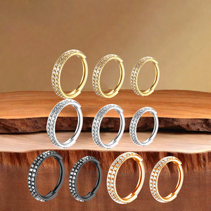 Anneau de nez en titane F136 en acier inoxydable, forme géométrique cœur, incrustation de zircone, bijou de piercing pour cadeau - Product Image 2