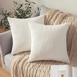 Ferme moderne 20x20 pouces doux rayé velours côtelé décoratif jeter oreiller couvre pour canapé chambre salon - Product Image 2