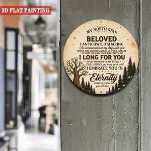 Plaque murale en aluminium ronde de 20 cm avec rennes de Noël festifs, décoration métallique pour la saison des fêtes, idéale pour les fêtes sur le thème du pays des merveilles hivernales - Product Image 5