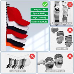 Baixo Preço New Wall Hat Organizer com Strong Sticky Hanging Multi-Tier Wall Hat <span class=keywords><strong>Rack</strong></span> para Baseball Caps Armazenamento - Product Image 3