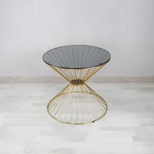 Detachable Solid Top Iron Wire Decorative Accent Small Coffee Table for Living Room High Quality Anti Rust Coated Home Furniture