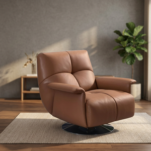 Modern PU Leather Recliner Chair With Metal Legs Revolving Living Room Furniture Contemporary Leisure Chair Solid Back Design - Product Image 2