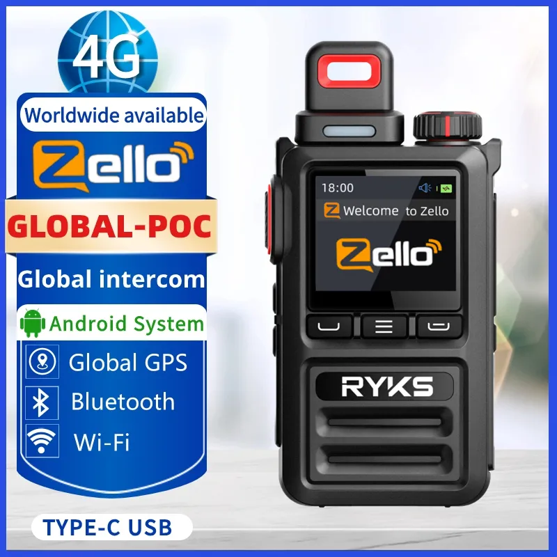 PTT Zello Walkie Talkie 4g Sim Card WiFi Network Cell Phone Radio Long Range 100 Miles GPS Professional Walkie Talkie