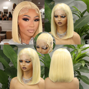 Pelucas de Cabello Humano Brasileño Doblemente Tejido de 12 Pulgadas FH # Pelucas vietnamitas lisas rubias 613 con encaje frontal 4x4 - Product Image 4