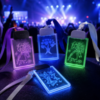 Badge LED portable personnalisé en acrylique avec impression numérique et gravure laser, avec cordon, pour conférences et promotions
