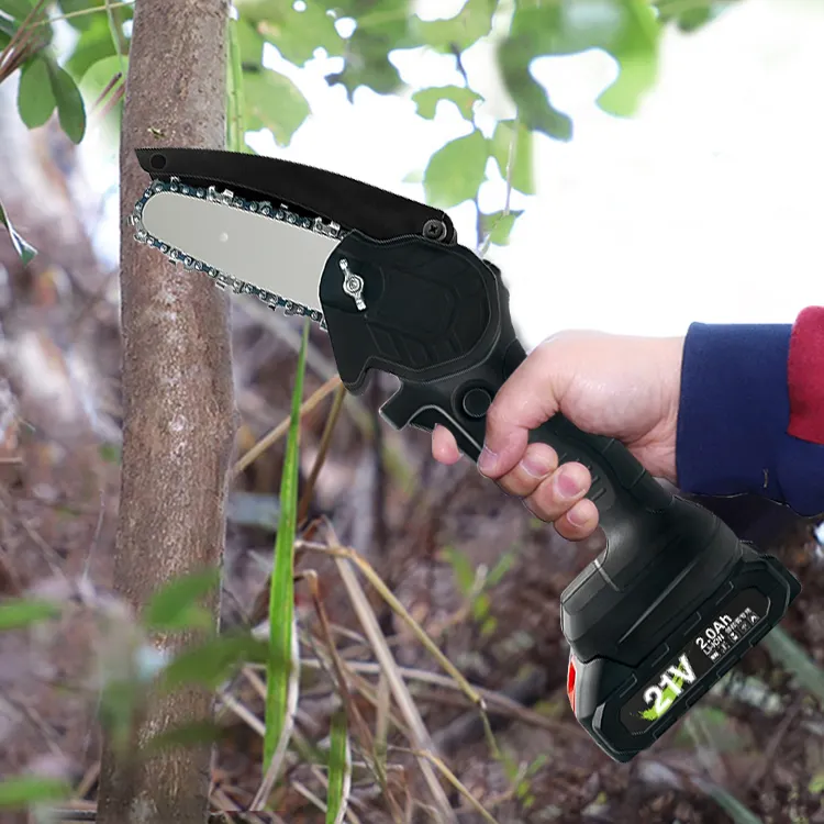 Cost-effective type 21V 2000mAh 4" household power garden courtyard pruning tool electric cordless lithium battery chain saws