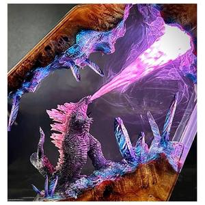 Godzillaes เครื่องประดับศิลปะเรืองแสงทำด้วยมือทำจากไม้เรซินของตกแต่งฉากมอนสเตอร์ Sci-Fi พร้อมเปลวไฟสีม่วงสำหรับเป็นของขวัญสำหรับสะสม - Product Image 5