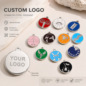 SUMMLY Vente en gros Pendentifs tendance Goutte d'huile 12 signes <span class=keywords><strong>du</strong></span> zodiaque DIY Plaqué or 18 carats Charmes en acier inoxydable Bijoux de mode - Product Image 5