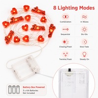 Guirlande lumineuse LED romantique en forme de cœur LOVE pour la Saint-Valentin, fil de cuivre, 8 modes, 3M, 30 LED, fonctionne sur piles, pour mariage