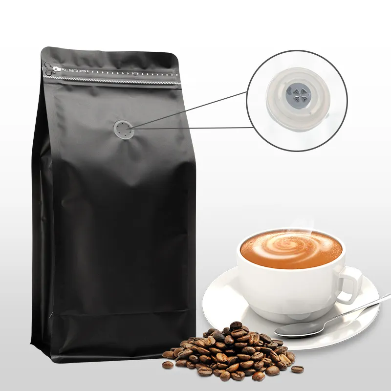 वाल्व और जिपर पैकेजिंग कॉफी पाउच मायलर बैग के साथ फास्ट डिलिवरी ओईएम फैक्ट्री