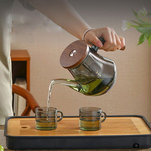 Tetera de Vidrio Borosilicato Soplado a Mano con Filtro, Tapa de Madera, Boquilla de Águila, Colador Extraíble, para Té de Hojas Sueltas, para Hogar y Cafetería - Product Image 2