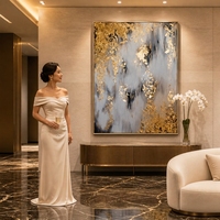 Peinture murale abstraite en feuille d'or véritable, cascade tombante, sur toile, pour hall de villa, salon, décoration de luxe