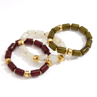Bracelet en résine marbrée semi-transparente rouge, verte et blanche, style vintage, plaqué or 18 carats, en acier inoxydable, cadeaux pour femmes, J&D Jewelry