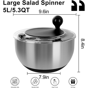 Oferta Especial: Batidora Manual Multifuncional Portátil para Ensaladas, Verduras y Frutas, Escurridor de Ensaladas de Acero Inoxidable, Apto para Lavavajillas - Product Image 4