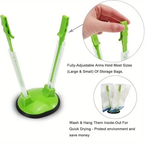 Baggy <b>Rack</b> Holder for Food Prep Plastic Freezer Bag Reusable Food Storage Bags Clip Adjustable Ziplock Bag Holder Stand - Product Image 5