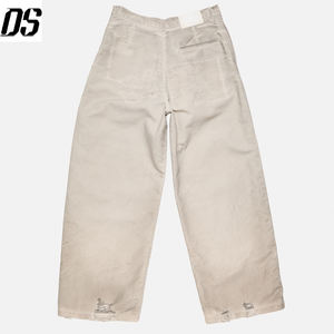 ผู้ผลิตกางเกงผู้ชาย กางเกงยีนส์สีน้ำตาลอ่อนแบบ OEM ทรงหลวม ขากว้าง ลุคทำสีซีดแบบ Dirty Wash คุณภาพดี - Product Image 5