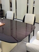 Table à manger de luxe sur mesure haut de gamme avec plateau en marbre, ensemble de salle à manger simple