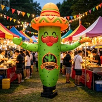 Cactus gonflable géant personnalisé avec logo lumineux LED, figurine publicitaire mexicaine pour affichage en restaurant