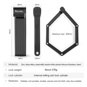 WEST BIKING Six-Section Alloy Steel <strong>Portable</strong> Bicycle Folding <strong>Lock</strong> Anti-Theft Secure Bike Cycling Foldable <strong>Lock</strong> - Product Image 2
