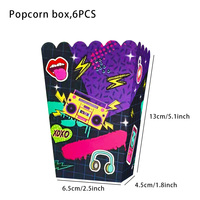 Ensemble de boîtes à popcorn sur le thème des années 90, assiettes en papier personnalisées, ballons de fête de mariage, fournitures de fête d'anniversaire pour la Saint-Valentin