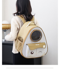 Vitacpet Cartoon Pet <b>Backpack</b> Carrier Semi-Circle Oxford Material Breathable Zipper Closure for <b>Cats</b> - Product Image 6