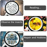 Loupe portable 30x avec outil de lecture et d'entretien en laiton portable 12 LED