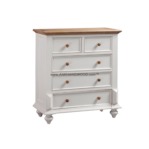 Commode en bois de marque LAS VEGAS à 5 tiroirs Tallboy en bois massif de chêne, de pin et d'acacia de haute qualité - Product Image 6