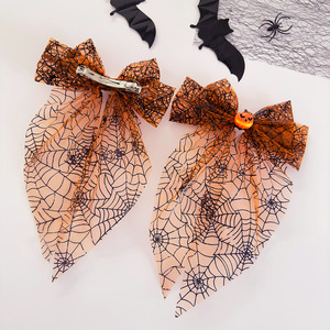 Halloween Hair <b>Clips</b> Large Mesh Bow <b>Spring</b> <b>Clip</b> Funny Pumpkin Party Costume Hair Accessories - Product Image 1