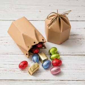 Caixa de Presente Personalizada em Papel, Caixa Hexagonal, Caixa de Papel Kraft, Caixas de Presente para Doces para Festas e Casamentos com Logo - Product Image 6