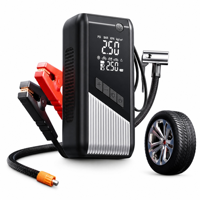 Power Bank 2-in-1 Starter Darurat Mobil 12V 6000mAh Logam Plastik ABS Pompa Udara 150psi Layar Digital Alat Bantu Darurat Mobil