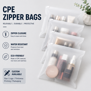 ถุงซิป CPE แบบใสพิมพ์โลโก้ได้  สำหรับบรรจุภัณฑ์เสื้อผ้า - Product Image 1