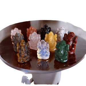 Mini statue de Lord Ganesha en cristal sculpté à la main en pierre précieuse naturelle pour la décoration de la maison, cadeau spirituel, méditation, Reiki et équilibrage énergétique - Product Image 1