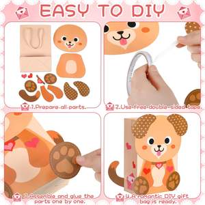 Kit de loisirs créatifs Saint-Valentin : Sacs et boîtes à bonbons mignons avec poignée, sacs cadeaux en papier DIY pour échange, cadeaux de fête et souvenirs - Product Image 3