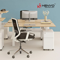 Bureau assis-debout extensible contemporain ergonomique avec mémoire de position, anti-collision, colonne en acier, écologique, commercial, sans PFAS