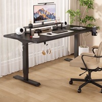 Escritorio de Oficina Ergonómico OEM con Altura Ajustable Eléctricamente, Textura de Carbono, para Juegos, con Soporte para Monitor y Gancho para Auriculares
