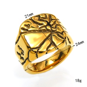 Anillo de Plata Impermeable con Diseño Retro, Personalidad Exagerada, Efecto Agrietado y Engaste Pavé, Joyería de Moda Punk Geométrica - Product Image 2