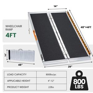 Rampa plegable de aluminio portátil compatible con silla de ruedas, patinetes móviles, escalones, escaleras para el hogar, puertas - Product Image 6