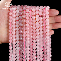 JD GEMS Vente en gros de perles rondes en quartz rose naturel, cristal de guérison naturel, idéal pour la fabrication de bijoux DIY, bracelets, colliers