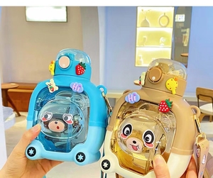 Botol Air 1L untuk Anak Perempuan, Cangkir Plastik Beruang Lucu, Mug Sedotan Kartun untuk Perjalanan, Tempat Minum Olahraga Musim Panas, Ketel Minuman Portabel, Tumbler Anak Kawaii - Product Image 4