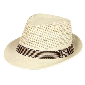 Wholesale Fashion Lady Fedora Trilby Gangster Cap Straw Panama Hat Men Women Summer Beach Paper Jazz Hats
