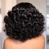 Perruque bandeau bouclée à ondulations rebondissantes, fabriquée à la machine, double épaisseur, en cheveux humains naturels brésiliens bruts, sans dentelle, sans colle, prête à porter