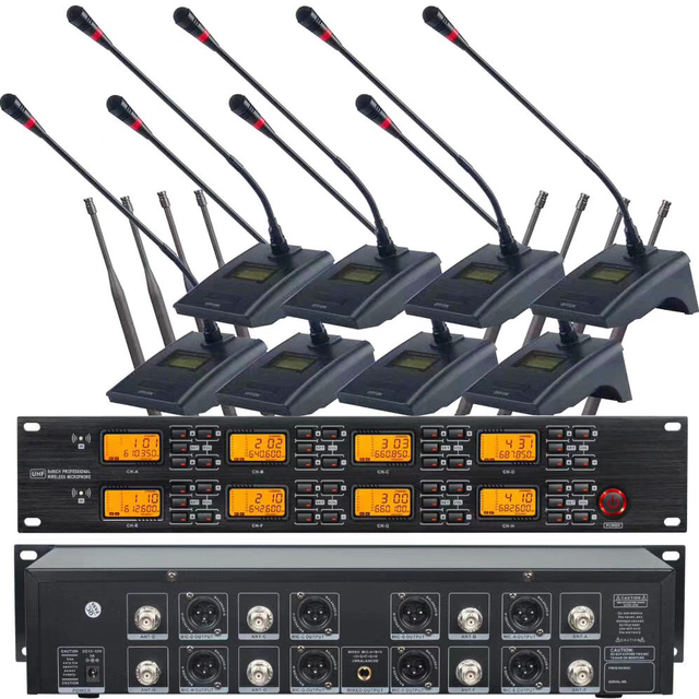 Professional MiCWL G1800 8 Desktop Conference Digital Wireless Microphone System 8 Gooseneck Adjustable Frequency 8 Headset