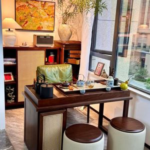 Chinese Zen Tea <b>Table</b> <b>Set</b> Ebony Wood Storage Solid Wood Brewing Tea Cabinet Small Living Room Office Use - Product Image 1