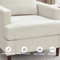 Fauteuil compact en tissu avec rangement dissimulé et pieds en bois, idéal pour les appartements et petits espaces
